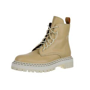 Proenza Schouler Leather Lug Sole Combat Boots, Butter Beige, Sz 9 US (39.5 EU)